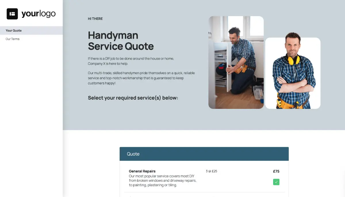 Handyman Quote Template - Cover Letter
