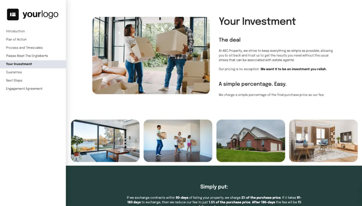 Estate Agent Quote Template - Pricing