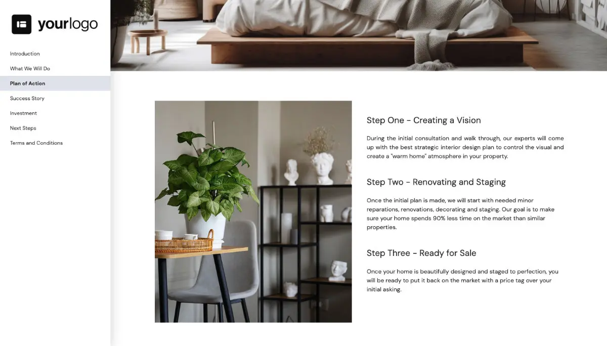 Home Staging Quote Template - Processes and Timelines