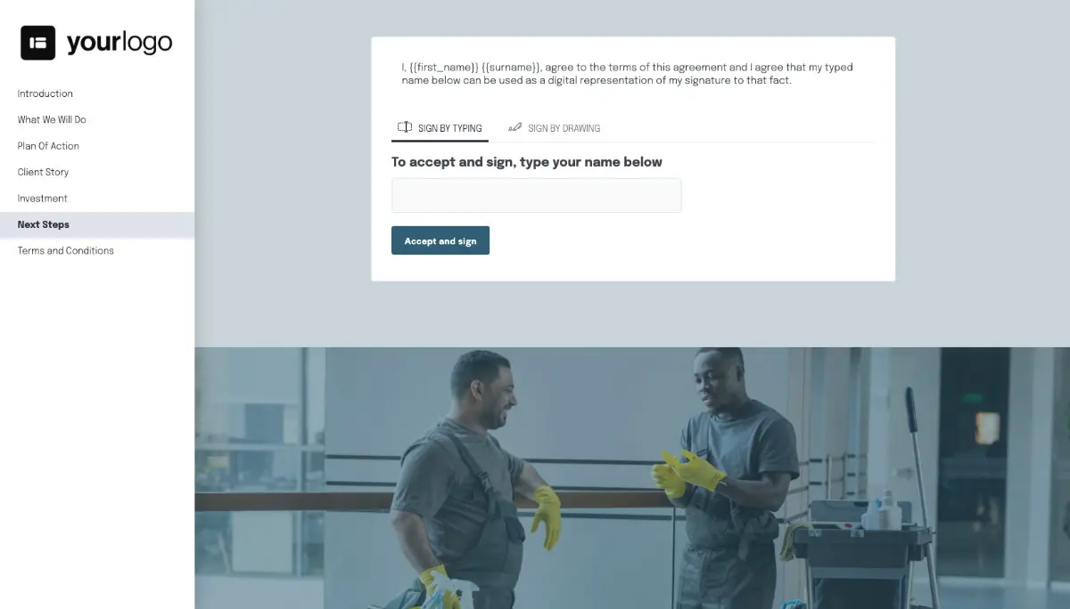 Janitorial Quote Template - Next Steps with Digital Signing