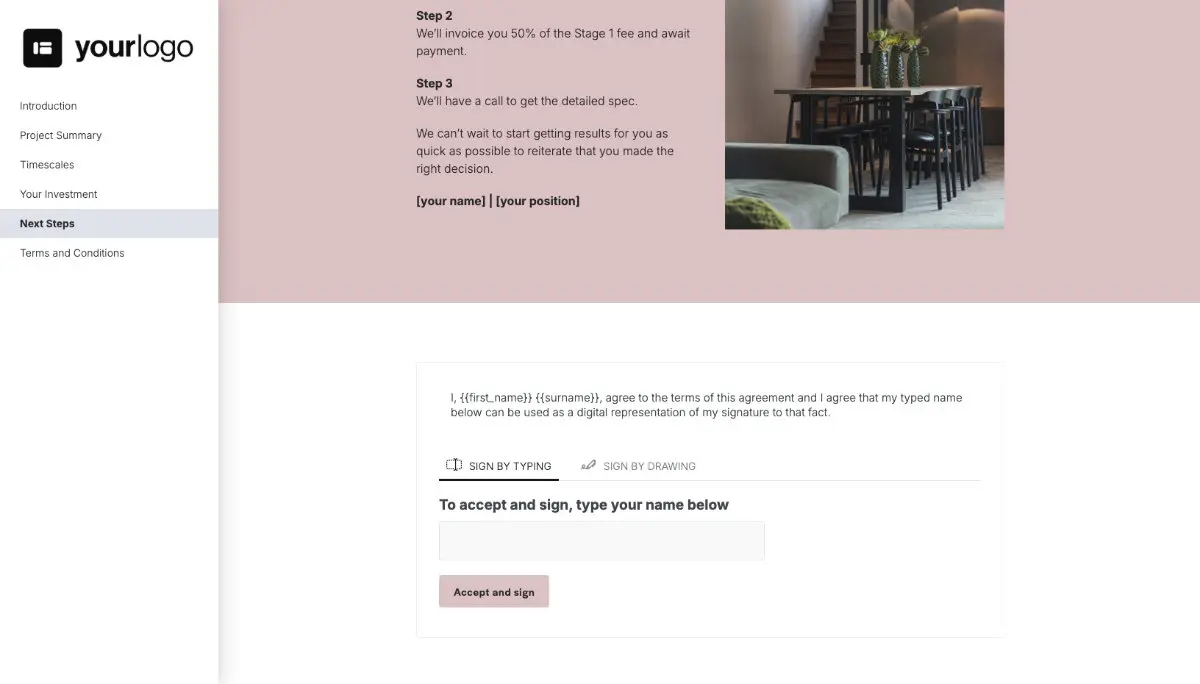 Remodeling Quote Template - Next Steps with Digital Signing