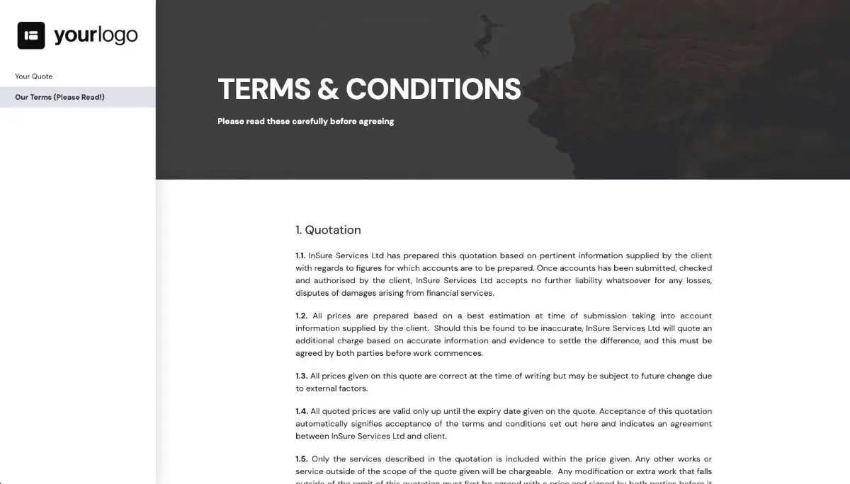 Insurance Quote Template - Simple Terms and Conditions