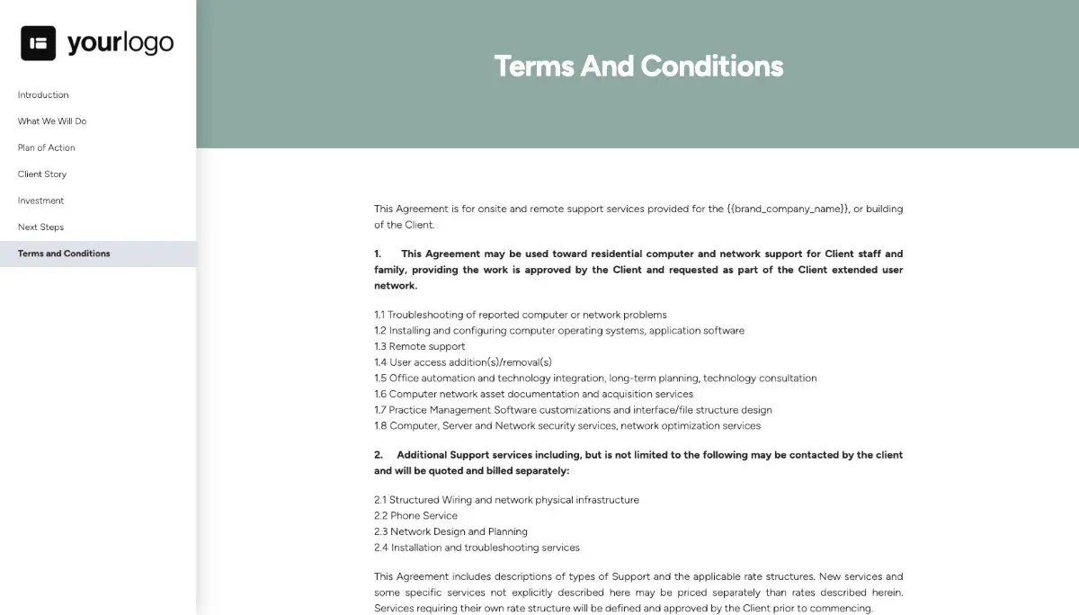 Network Design Quote Template - Pre-Written Contract