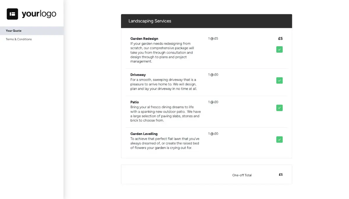 Landscaping Quote Template - Pricing