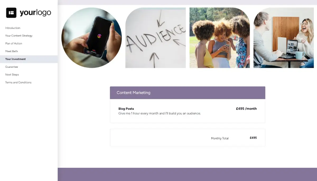 Content Marketing Quote Template - Pricing