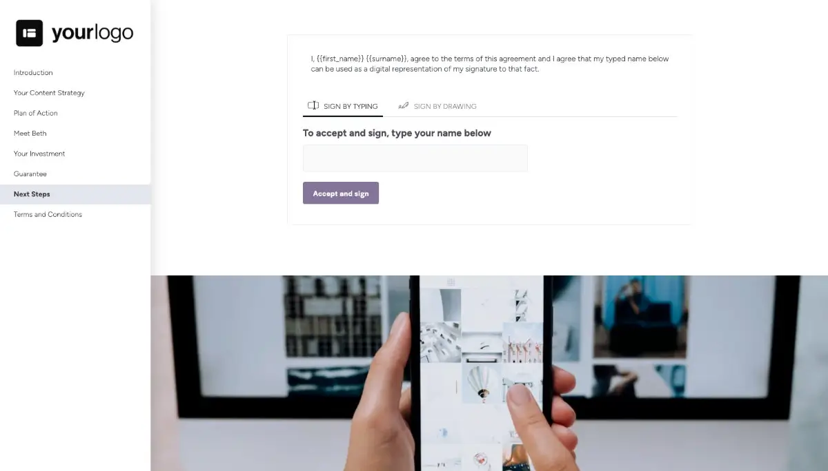 Content Marketing Quote Template - Next Steps with Digital Signing