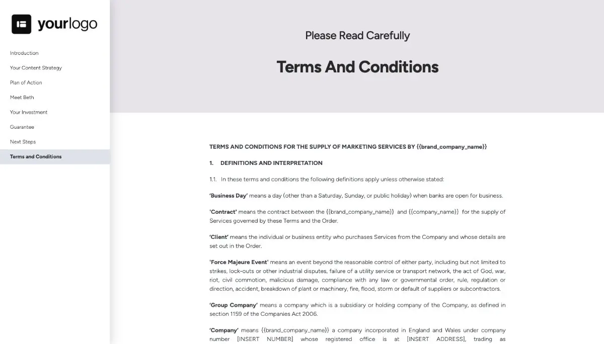 Content Marketing Quote Template - Pre-Written Contract