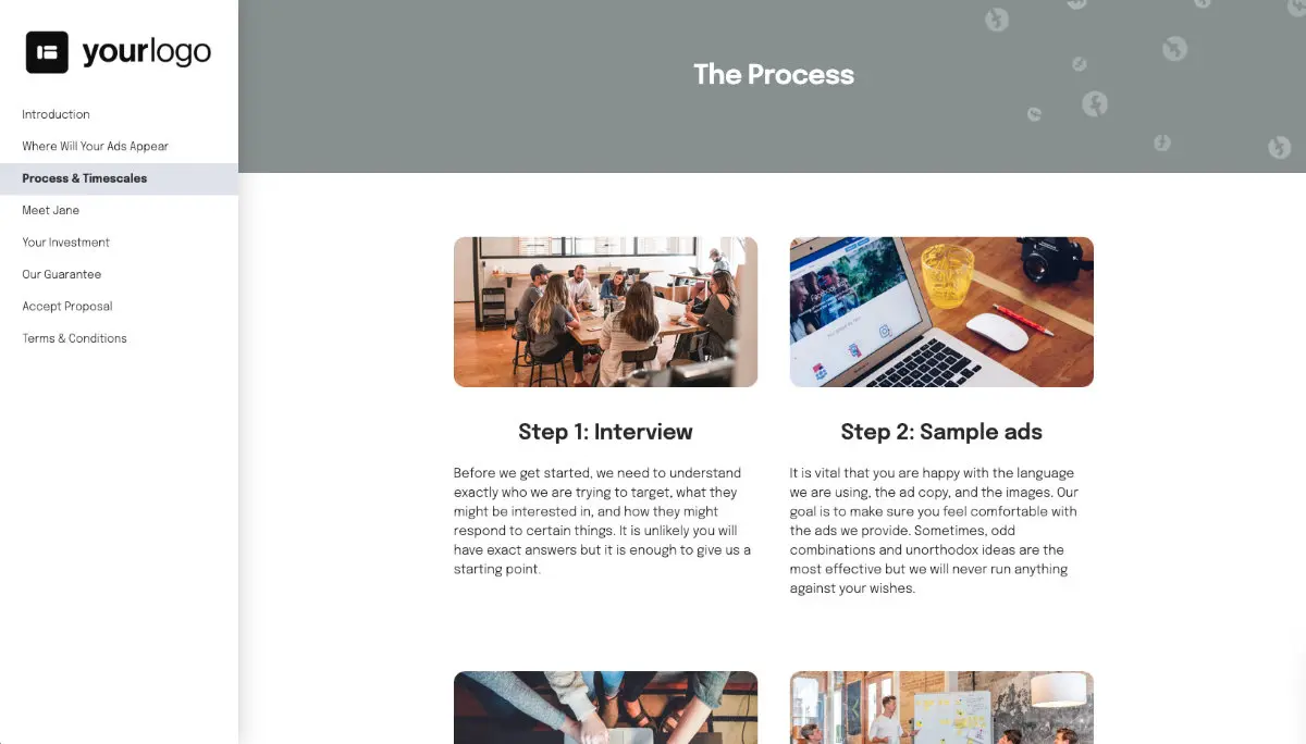 Facebook Ads Quote Template - Process and Timescales