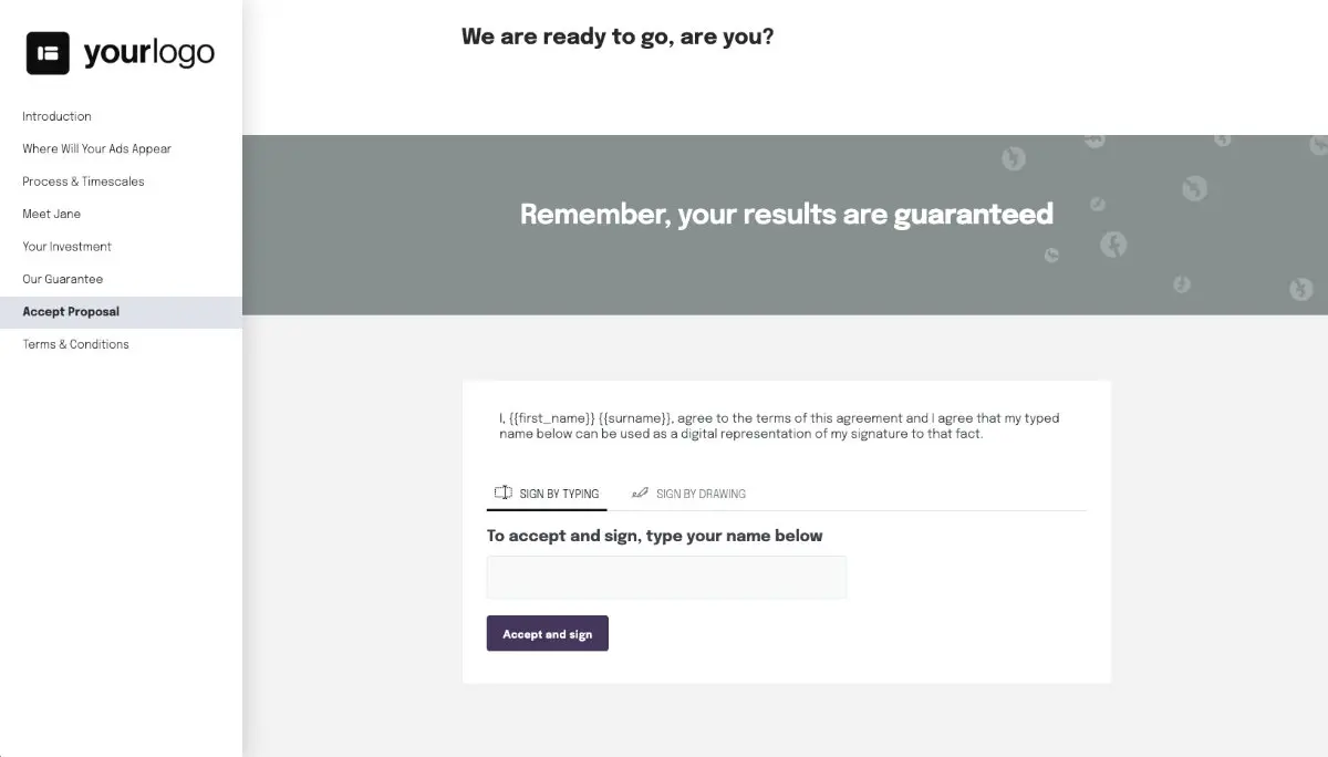 Facebook Ads Quote Template - Next Steps with Digital Signing