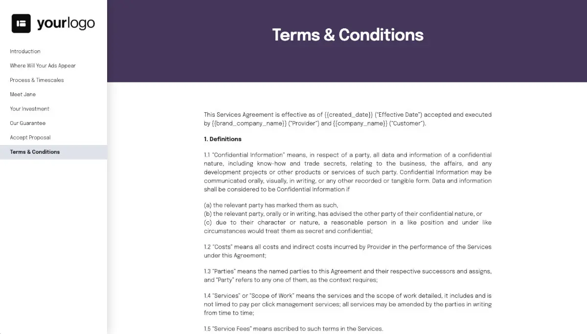 Facebook Ads Quote Template - Pre-Written Contract