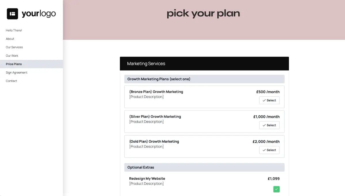 Marketing Agency Quote Template - Pricing