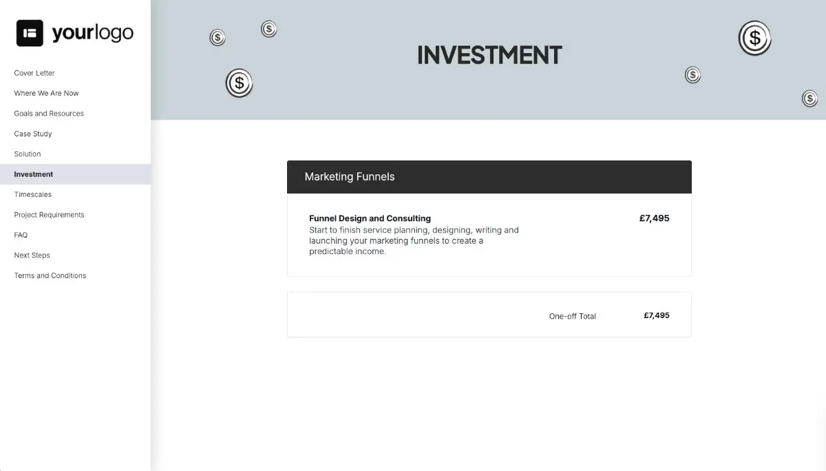 Marketing Funnels Quote Template - Pricing