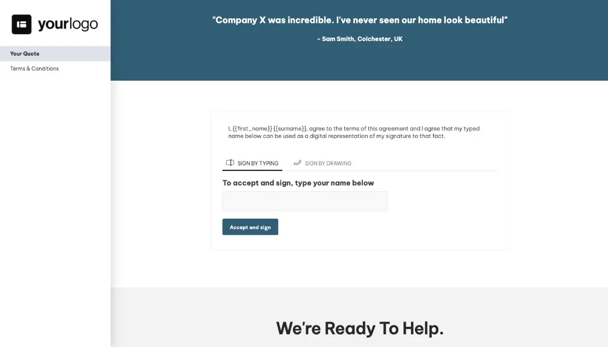 Painter and Decorator Quote Template - Next Steps with Digital Signing