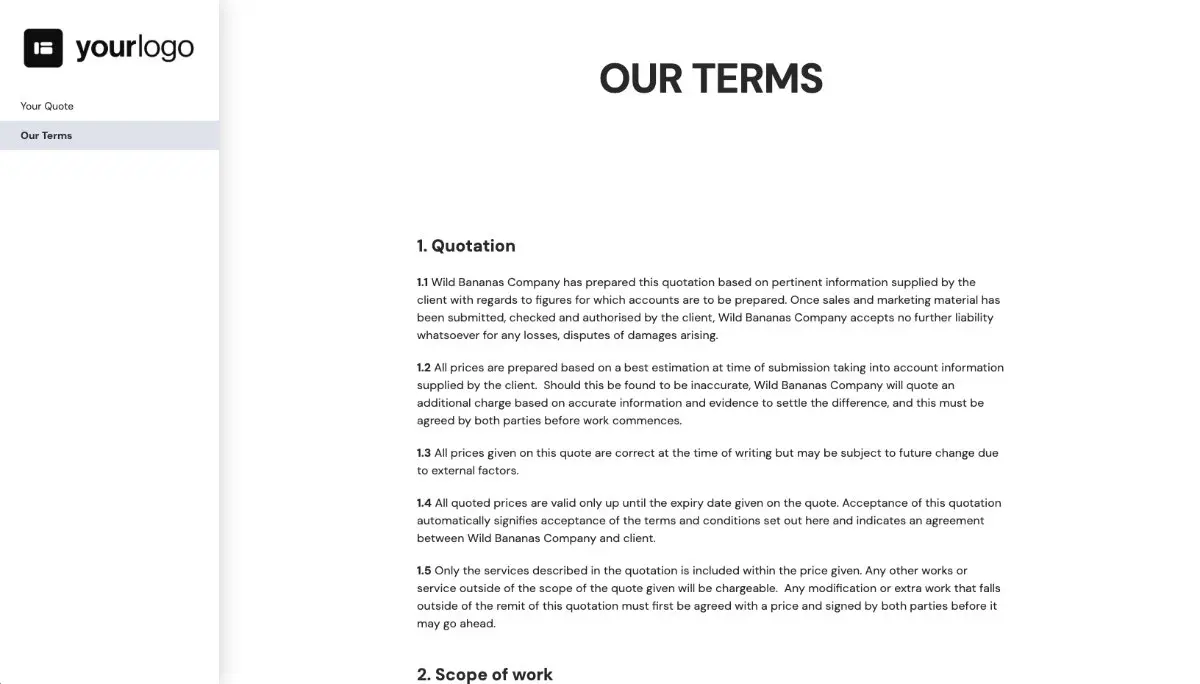 Sales Quote Template - Simple Terms and Conditions