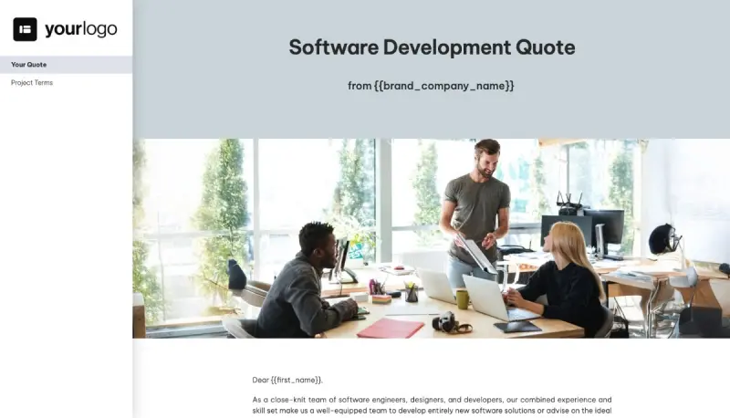 Software Quote Template - Cover Letter