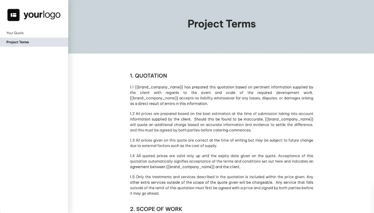Software Quote Template - Simple Terms and Conditions