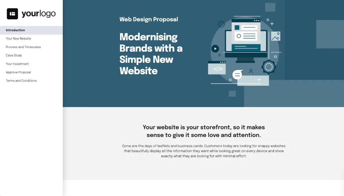 Simple Web Design Quote Template - Pre-Written Intro and Services Section
