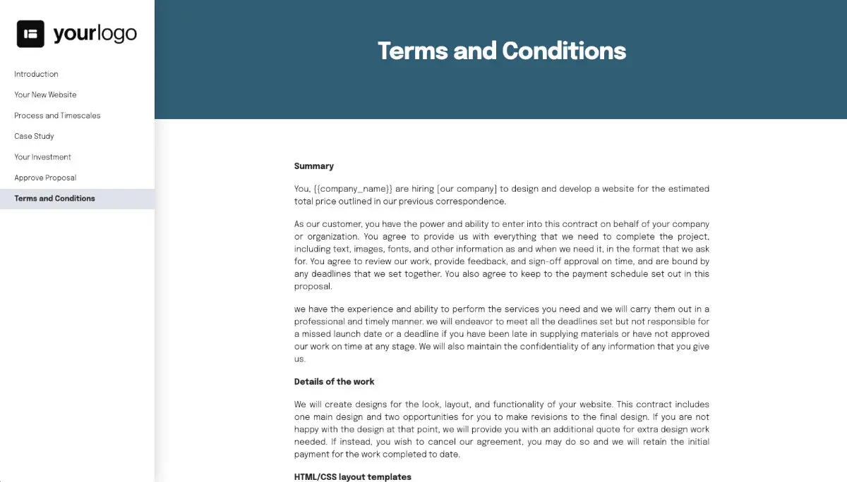 Simple Web Design Quote Template - Pre-Written Contract