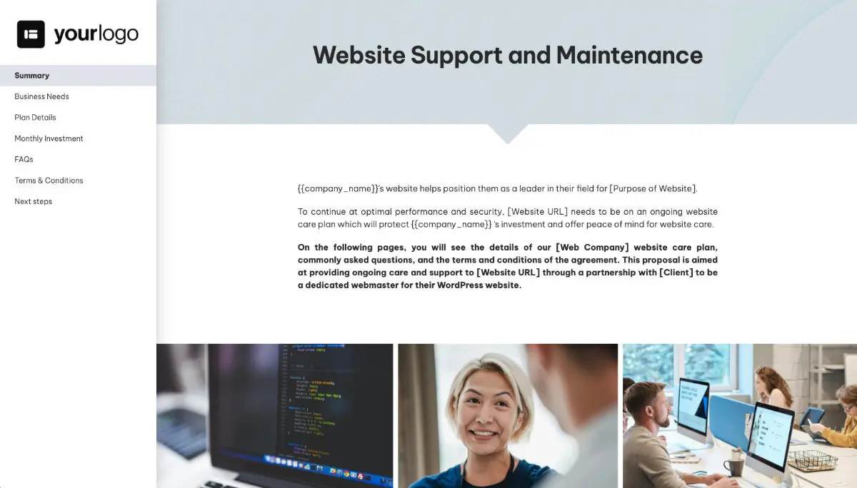 Website Support and Maintenance Quote Template Slide 2