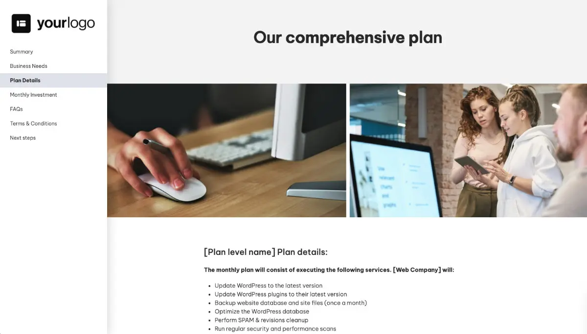 Website Support and Maintenance Quote Template - Process and Timescales