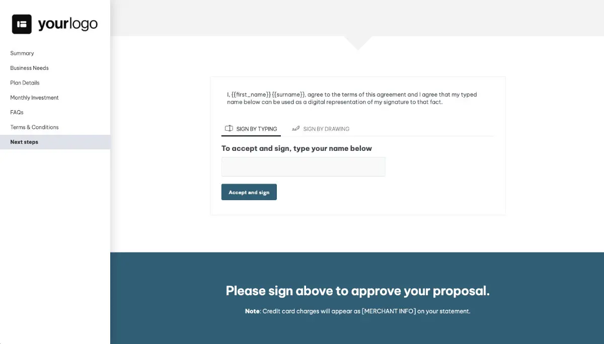 Website Support and Maintenance Quote Template - Next Steps with Digital Signing