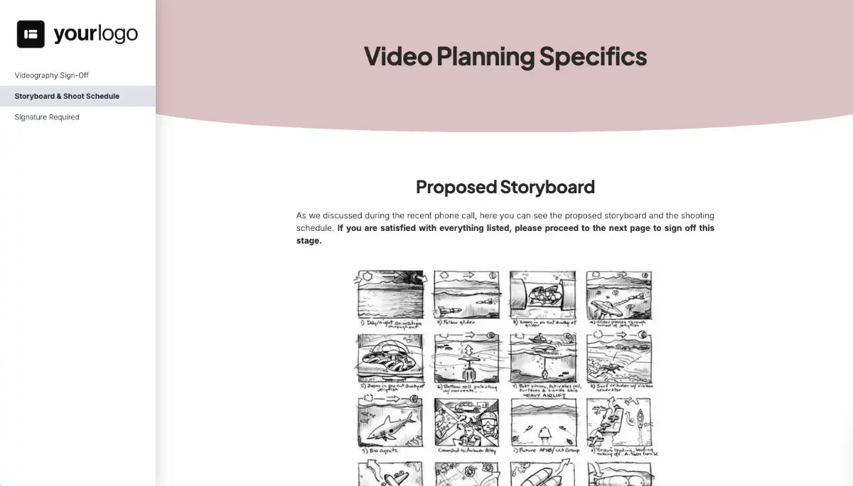 Video Plan or Storyboard Signoff - Presentation of The Storyboard