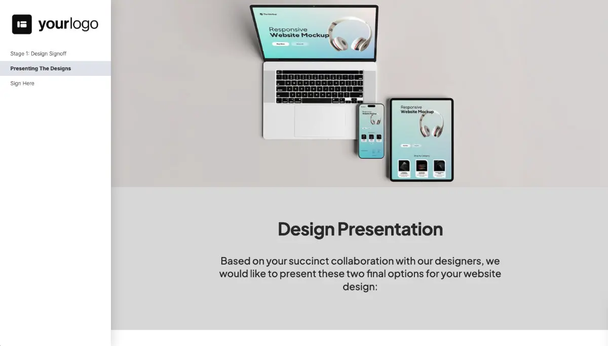 Web Design Signoff - Presentation of your Web Design ideas