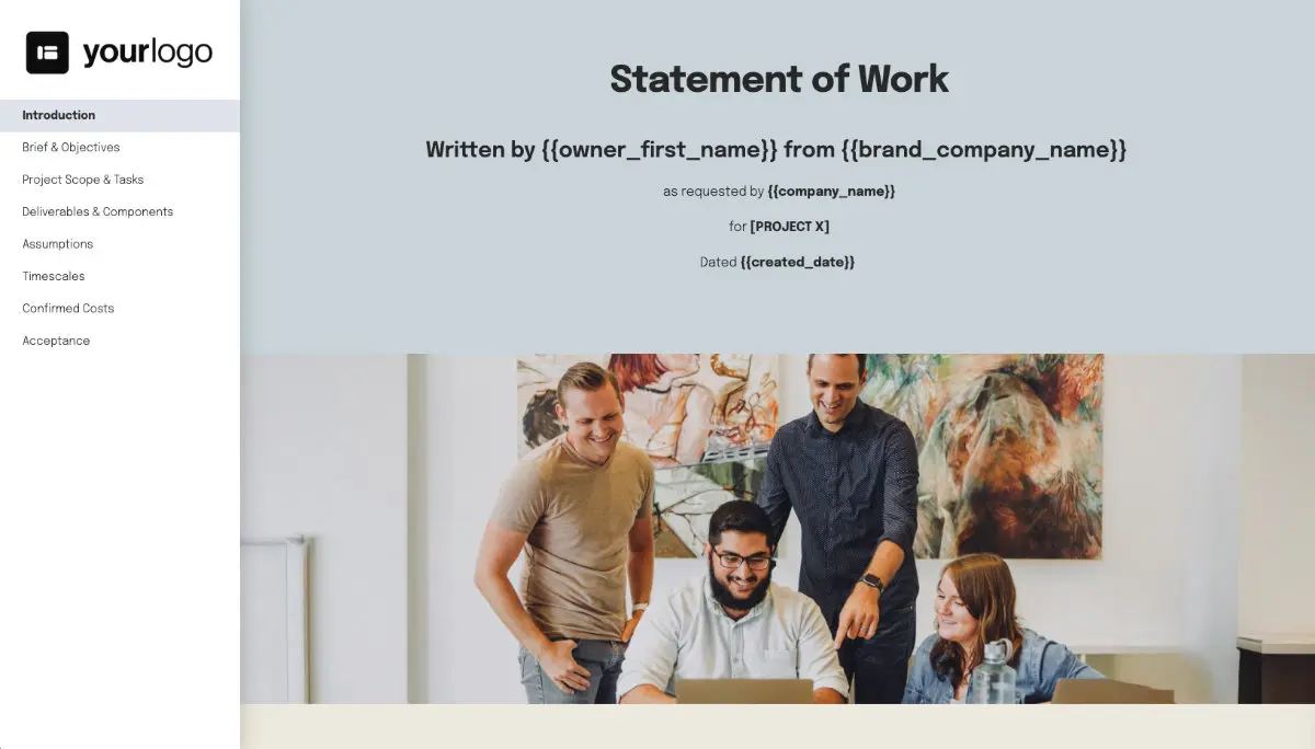 General Statement of Work Template Slide 2